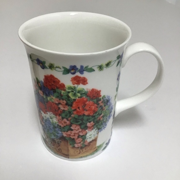 Queen’s Other - Queen's Fine Bone China Tea Cup Geranium Recipe Gardening Coffee Mug Kathy Brown